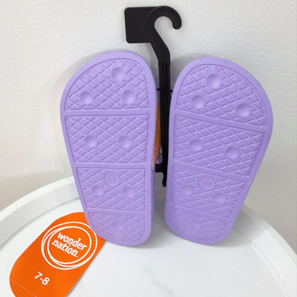 Wonder Nation Kids Girls Purple Mermaid Slides Sandals, Size 7-8, New With Tag
